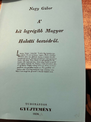 Nagy Gábor - A két legrégibb Magyar Halotti beszédről