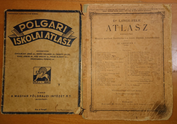 Cholnoky Jen, Geszti Lajos, Dr. F. Lange - 2  atlasz a 20. szzad els felbl: Dr. Lange-fle Atlasz (1908) + Polgri Iskolatlasz