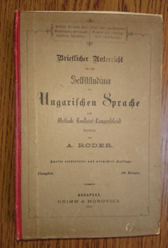 Brieflicher Unterricht fr das Selbstudium Ungarischer Sprache