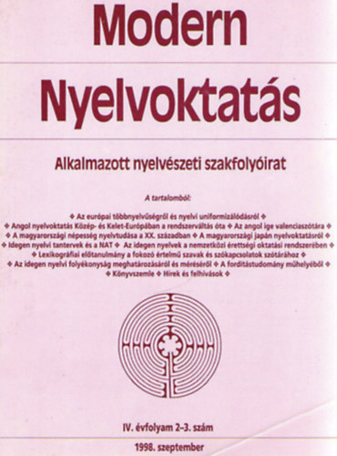 Szépe György (szerk.) - Modern nyelvoktatás 1998. szeptember