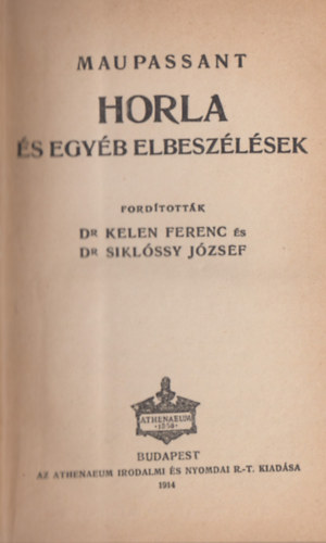Maupassant - Horla �s egy�b elbesz�l�sek