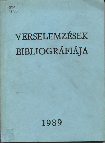 Nsz Jnos; Petnyi Erzsbet - Verselemzsek vlogatott bibliogrfija