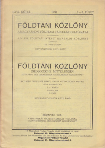 Fldtani kzlny 1936/1-12. (Teljes vfolyam lapszmonknt)