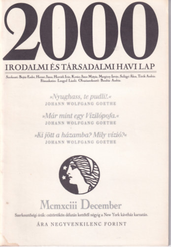 2000 Irodalmi �s T�rsadalmi Havi Lap - 1993. December
