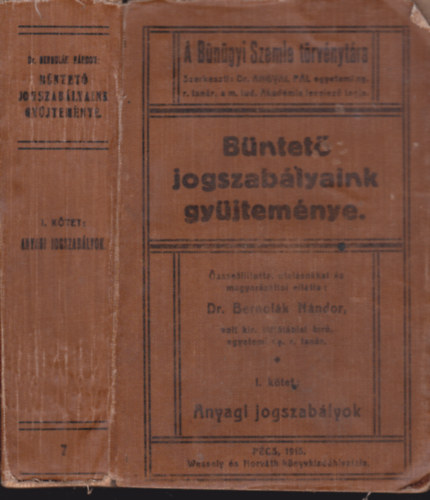 dr. Bernolk Nndor - Bntet jogszablyaink gyjtemnye I. ktet: Anyagi jogszablyok