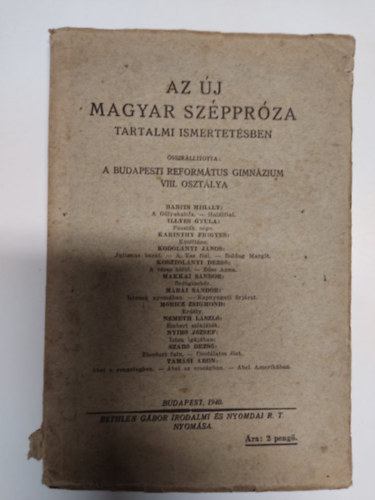 Az �j magyar sz�ppr�za tartalmi ismertet�sben