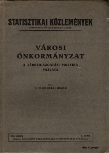 Dr. Homolyai Rezs - Vrosi nkormnyzat- A vrosigazgatsi politika vzlata (Statisztikai kzlemnyek 95. ktet 4. szm)