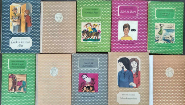 Thury Zsuzsa, Astrid Lindgren, Szalay Lenke, ...s mg sokan msok Magyar Katalin - (10db) Pttys Knyvek ifjsgi knyvcsomag a 8-11. ves korosztly szmra: nek a kszb eltt / Heidi / Harisnys Pippi / Biri s Bori / A fogoly sziget / Kriszti s azok a furcsa haramik / Kincskeres Pipitr / Megrjk a p