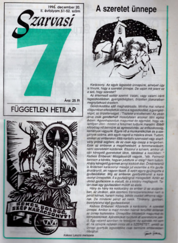 Szenes Jnos - Szarvasi 7 Fggetlen hetilap 1996  ( Teljes v 52 szm )