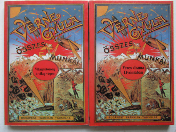 2 db. k�tet Verne Gyula �sszes munk�ib�l: V�res dr�ma Liv�ni�ban + Vil�g�t�torony a vil�g v�g�n