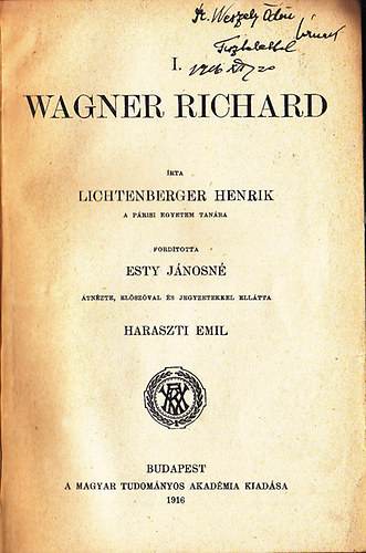 Lichtenberger Henrik - I. Wagner Richard