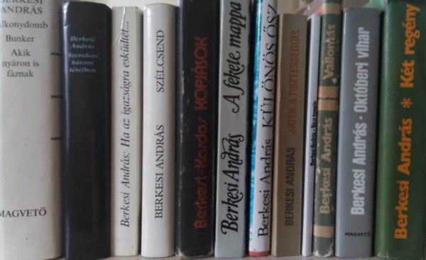 Berkesi András - Berkesi András könyvcsomag (12db) Szélcsend, Kopjások, A fekete mappa, Októberi vihar, Vallomás, Különös ősz, Játék a tisztességgel, Ha az igazságra esküdtél, Tűz a tanyán, Szerelem három tételben, FB-86-a 13. ügynök, Alkonydomb