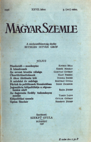 Szekf Gyula  (szerk.) - Magyar Szemle 1936-1943. szrvnyszmok (9 szm egybektve)