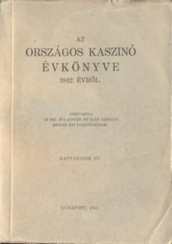 Az Orszgos Kaszin vknyve 1942. vrl.