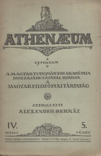 Alexander Bernt  (szerk.) - Athenaeum Uj Folyam IV. ktet 5. fzet