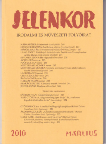 goston Zoltn - Jelenkor - Irodalmi s mvszeti folyirat - 2010. mrcius