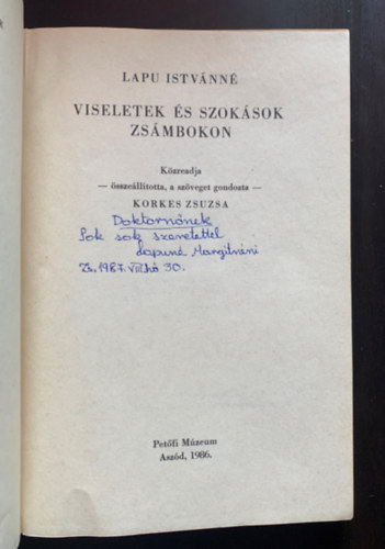 Lapu Istv�nn� - Viseletek �s szok�sok Zs�mbokon