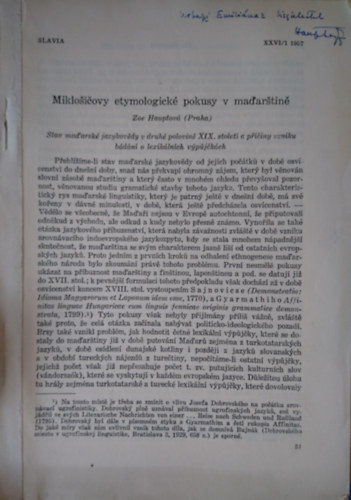 Zoe Hauptov� - Miklo�i�ovy etymologick� pokusy v ma�ar�tin�