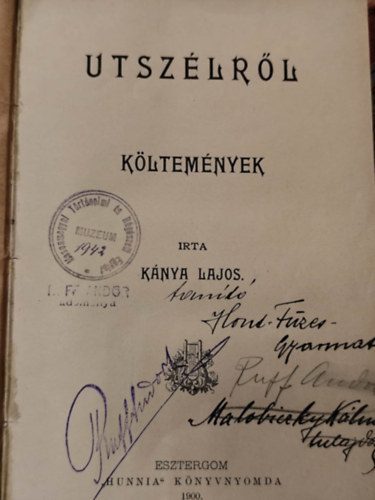 K�nya Lajos - Utsz�lr�l - K�ltem�nyek