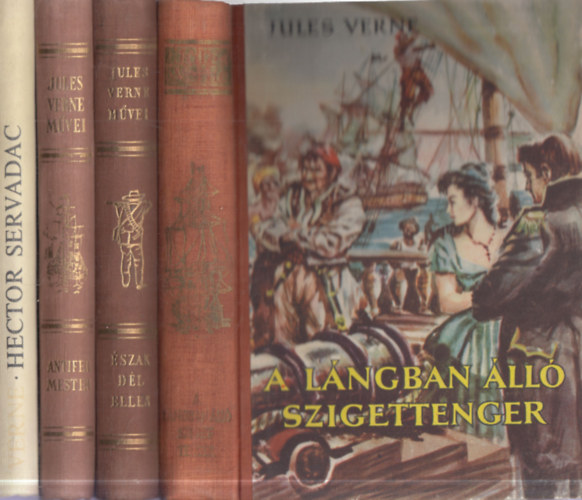 Verne Gyula Jules Verne - 4 db. Verne reg�ny: A l�ngban �ll� szigettenger + �szak d�l ellen + Antifer mester csod�latos kalandjai + Hector Servadac