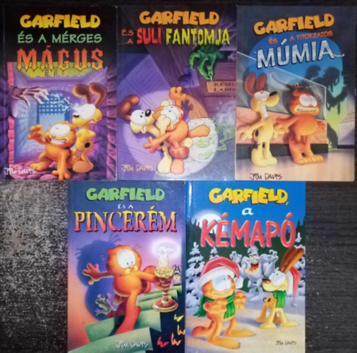 Jim Kraft  Jim Davis (rta), Mike Fentz (rajz) - (5db) GARFIELD "rmregnyek": Garfield s a mrges mgus / Garfield s a suli fantomja / Garfield s a titokzatos mmia / Garfield s a pincerm /  Garfield a kmap