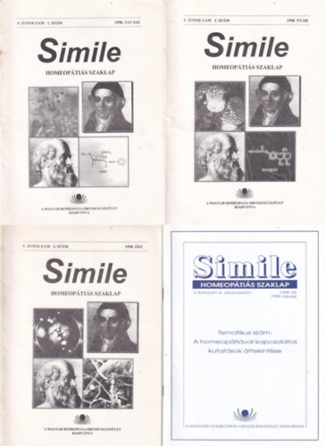 Simile - Homeop�ti�s szaklap - 1998. teljes V. �vfolyam 1-4.