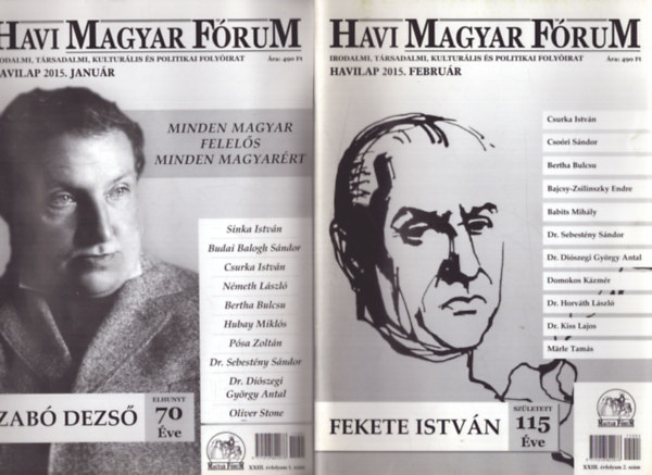 Tbb szerz - Havi Magyar Frum 2015. XXIII. vfolyam (1, 2, 3. szmok)