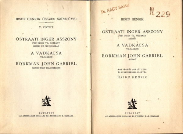 Ibsen Henrik - straati Inger asszony-A vadkacsa-Borkman John Gabriel