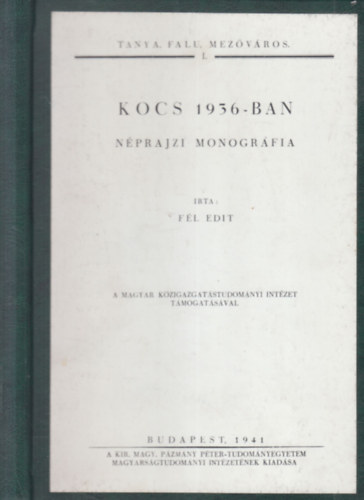Fl Edit - Kocs 1936-ban (nprajzi monogrfia)