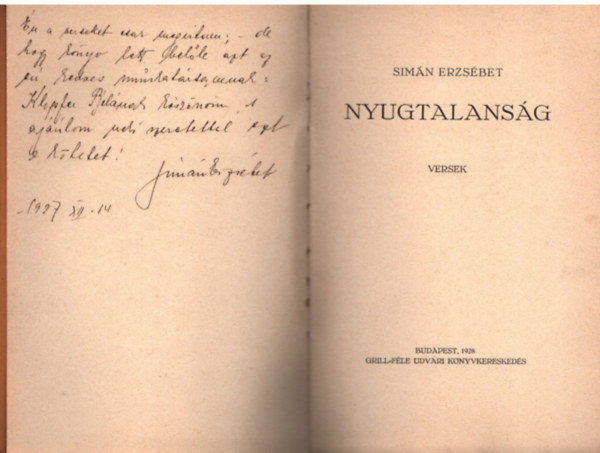 Sim�n Erzs�bet - Nyugtalans�g - Sim�n Erzs�bet versei