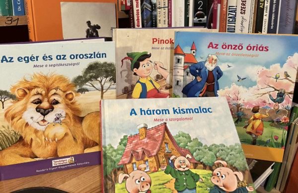 4 db-os Tanulsgos Trtnetek knyvcsomag: A hrom kismalac,Az egr s az oroszln,Az nz ris,Pinokki