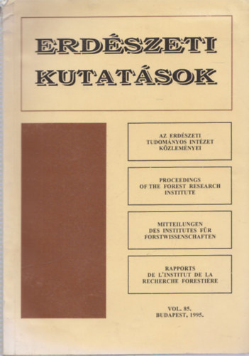 Dr. Fhrer Ern - Erdszeti Kutatsok Vol.85/1995.