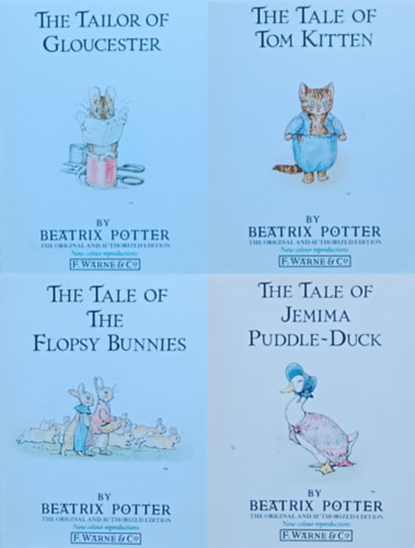 Beatrix Potter - 4 db Beatrix Potter meseknyv: The Tailor of Gloucester + The Tale of Jemima Puddle-Duck  +  The Tale of Tom Kitten + The Tale of the Flopsy Bunnies