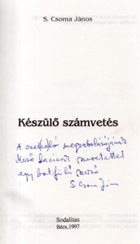 S. Csoma Jnos - Kszl szmvets - dediklt