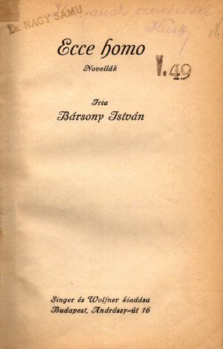 Brsony Istvn - Ecce homo