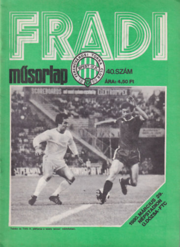 Nagy Bla  (szerk) - Fradi msorlap  1980. 40. szm