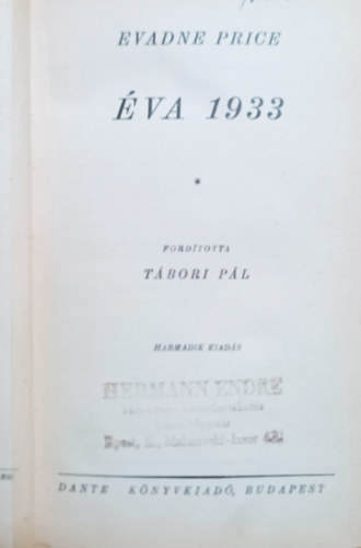 Evadne Price - Éva 1933