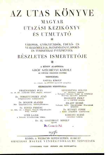 Orsz. Magy. Vend�gforg. Sz�v. - Az utas k�nyve-Magyar utaz�si k�zik�nyv �s �tmutat�