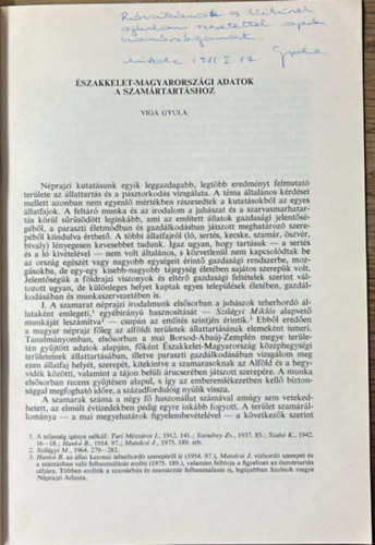 Viga Gyula - Északkelet-Magyarországi adatok a szamártartáshoz - különlenyomat