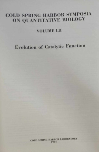Symposia on Quantitative Biology Vol. LII (1987 - Biolgiai rsok angol nyelven)