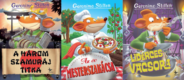 Geronimo Stilton - 3 db Geronimo Stilton ktet: A hrom szamurj titka + Lidrces vacsora + Az v mesterszakcsa