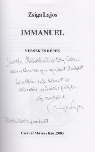 Immanuel versek s kpek