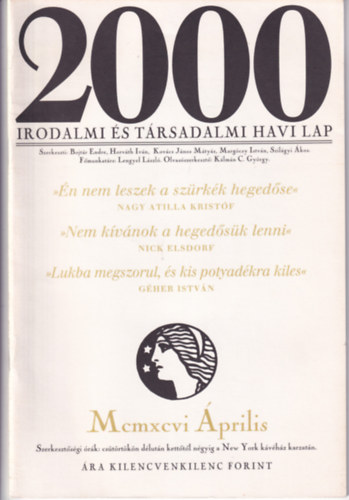 2000 Irodalmi s Trsadalmi Havi Lap - 1996. prilis