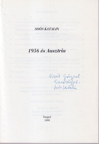 So�s Katalin - 1956 �s Ausztria - dedik�lt