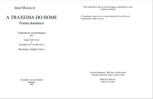 Imre Mad�ch - TRAXEDIA DO HOME  -   Poema dram�tico (Spanyol)
