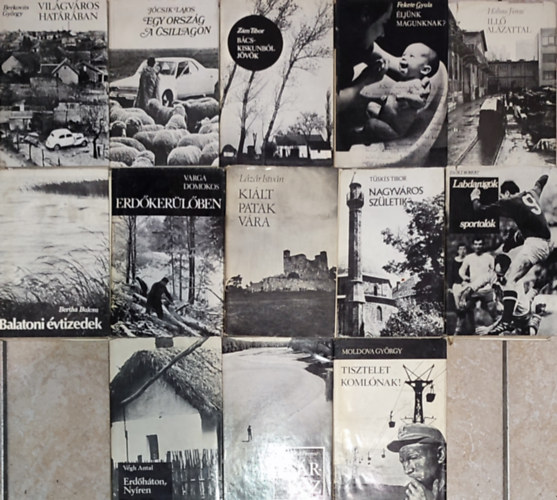 Kunszab� Ferenc, V�gh Antal, Zsolt R�bert, T�sk�s Tibor, L�z�r Istv�n, Varga Domokos, Bertha Bulcsu, Halmos Ferenc, Fekete Gyula, Z�m Tibor, J�csik Lajos, Berkovits Gy�rgy Moldova Gy�rgy - 13db m� a Magyarorsz�g felfedez�se sorozatb�l - Moldova Gy�rgy-Tisztelet Koml�nak!; Kunszab� Ferenc-S�rk�z; V�gh Antal-Erd�h�ton, Ny�r�n; Zsolt R�bert-Labdar�g�k, sportol�k; T�sk�s Tibor-Nagyv�ros sz�letik; stb.(a t�bbi szerz�