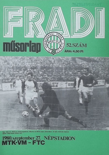 Nagy Béla (szerk.) - Fradi műsorlap 52. szám