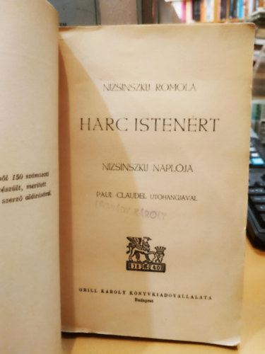 Nizsinszkij Romola - Harc Istenért - Nizsinszkij naplója