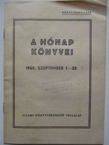 A h�nap k�nyvei 1960. szeptember 1-30.