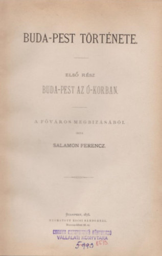 Salamon Ferenc - Buda-Pest t�rt�nete I